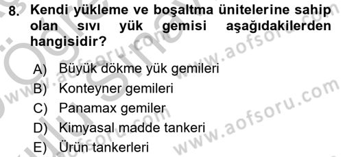 Ulaştırma Sistemleri Ve Yönetimi Dersi 2018 - 2019 Yılı Yaz Okulu Sınav Soruları 8. Soru
