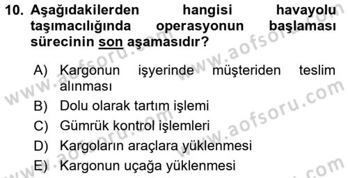 Ulaştırma Sistemleri Ve Yönetimi Dersi 2020 - 2021 Yılı Yaz Okulu Sınav Soruları 10. Soru