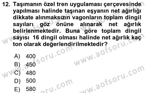 Ulaştırma Sistemleri Ve Yönetimi Dersi 2020 - 2021 Yılı Yaz Okulu Sınav Soruları 12. Soru