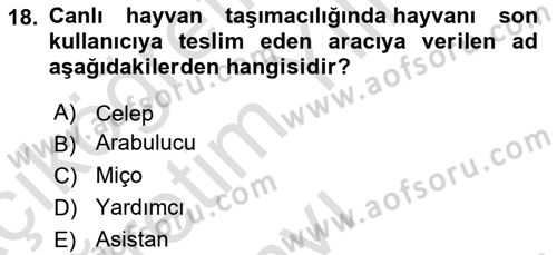 Ulaştırma Sistemleri Ve Yönetimi Dersi 2020 - 2021 Yılı Yaz Okulu Sınav Soruları 18. Soru