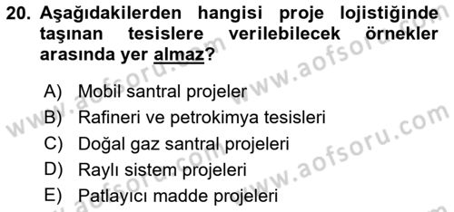 Ulaştırma Sistemleri Ve Yönetimi Dersi 2020 - 2021 Yılı Yaz Okulu Sınav Soruları 20. Soru