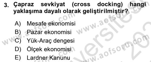 Ulaştırma Sistemleri Ve Yönetimi Dersi 2020 - 2021 Yılı Yaz Okulu Sınav Soruları 3. Soru