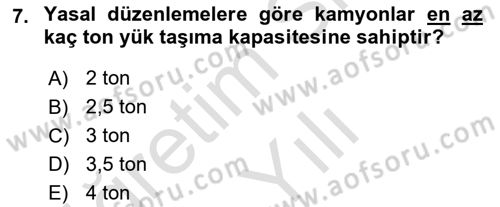 Ulaştırma Sistemleri Ve Yönetimi Dersi 2020 - 2021 Yılı Yaz Okulu Sınav Soruları 7. Soru