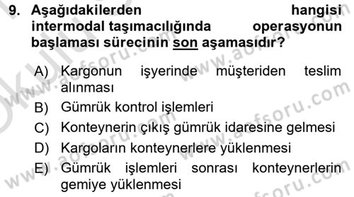 Ulaştırma Sistemleri Ve Yönetimi Dersi 2020 - 2021 Yılı Yaz Okulu Sınav Soruları 9. Soru