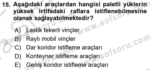 Ulaştırma Sistemleri Ve Yönetimi Dersi 2021 - 2022 Yılı (Vize) Ara Sınavı 15. Soru