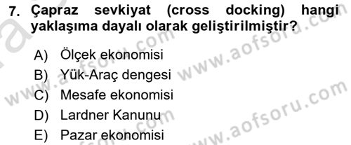 Ulaştırma Sistemleri Ve Yönetimi Dersi 2021 - 2022 Yılı (Vize) Ara Sınavı 7. Soru