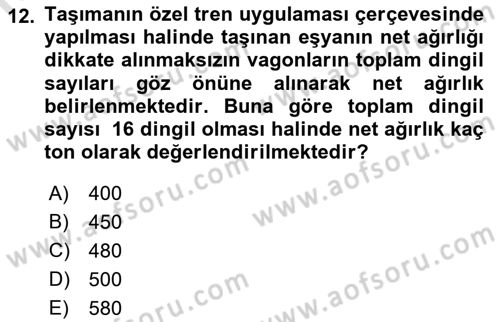 Ulaştırma Sistemleri Ve Yönetimi Dersi 2021 - 2022 Yılı (Final) Dönem Sonu Sınav Soruları 12. Soru