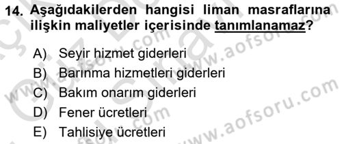 Ulaştırma Sistemleri Ve Yönetimi Dersi 2021 - 2022 Yılı (Final) Dönem Sonu Sınav Soruları 14. Soru