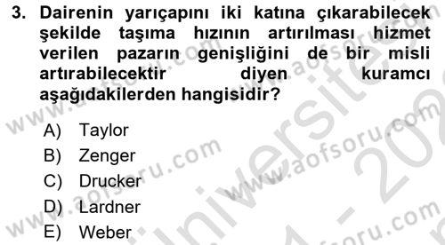 Ulaştırma Sistemleri Ve Yönetimi Dersi 2021 - 2022 Yılı (Final) Dönem Sonu Sınav Soruları 3. Soru