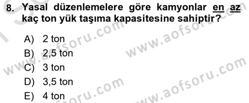 Ulaştırma Sistemleri Ve Yönetimi Dersi 2021 - 2022 Yılı (Final) Dönem Sonu Sınav Soruları 8. Soru