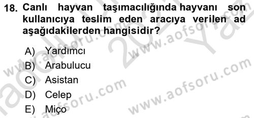 Ulaştırma Sistemleri Ve Yönetimi Dersi 2021 - 2022 Yılı Yaz Okulu Sınav Soruları 18. Soru