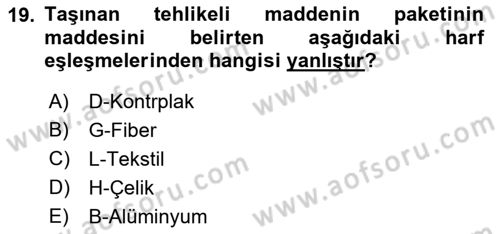 Ulaştırma Sistemleri Ve Yönetimi Dersi 2021 - 2022 Yılı Yaz Okulu Sınav Soruları 19. Soru