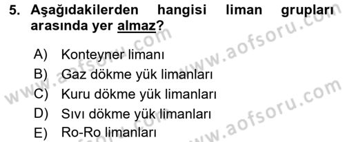 Ulaştırma Sistemleri Ve Yönetimi Dersi 2021 - 2022 Yılı Yaz Okulu Sınav Soruları 5. Soru