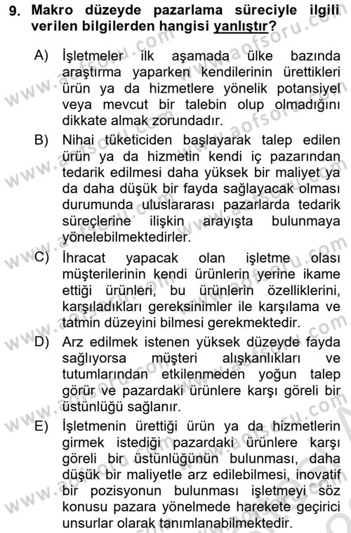 Ulaştırma Sistemleri Ve Yönetimi Dersi 2021 - 2022 Yılı Yaz Okulu Sınav Soruları 9. Soru