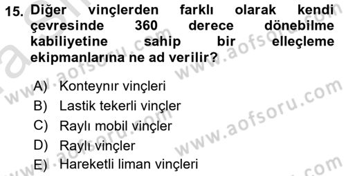 Ulaştırma Sistemleri Ve Yönetimi Dersi 2022 - 2023 Yılı (Vize) Ara Sınav Soruları 15. Soru