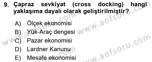 Ulaştırma Sistemleri Ve Yönetimi Dersi 2022 - 2023 Yılı (Vize) Ara Sınav Soruları 9. Soru