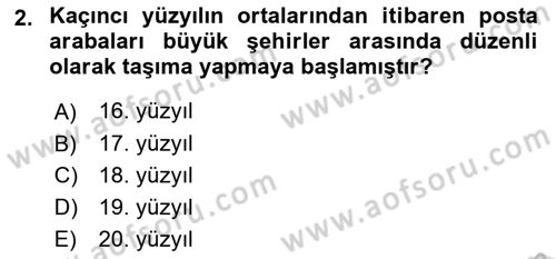 Ulaştırma Sistemleri Ve Yönetimi Dersi 2023 - 2024 Yılı (Vize) Ara Sınav Soruları 2. Soru