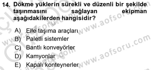 Ulaştırma Sistemleri Ve Yönetimi Dersi 2024 - 2025 Yılı (Vize) Ara Sınav Soruları 14. Soru