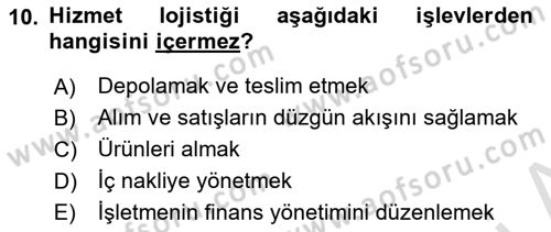 Ulaştırma Sistemleri Ve Yönetimi Dersi 2024 - 2025 Yılı (Final) Dönem Sonu Sınav Soruları 10. Soru