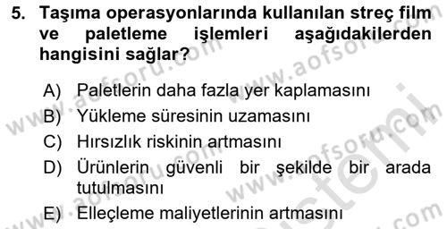 Ulaştırma Sistemleri Ve Yönetimi Dersi 2024 - 2025 Yılı (Final) Dönem Sonu Sınav Soruları 5. Soru