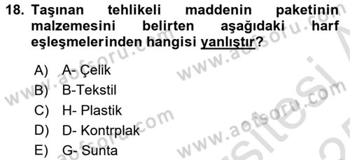 Ulaştırma Sistemleri Ve Yönetimi Dersi 2024 - 2025 Yılı Yaz Okulu Sınav Soruları 18. Soru