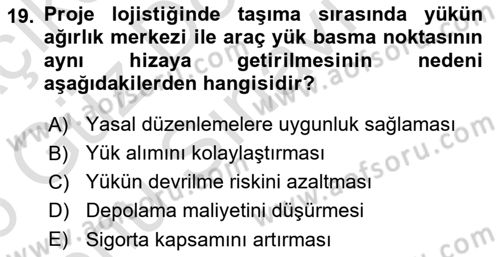 Ulaştırma Sistemleri Ve Yönetimi Dersi 2025 - 2026 Yılı (Final) Dönem Sonu Sınav Soruları 19. Soru