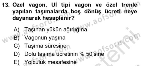 Ulaştırma Sistemleri Ve Yönetimi Dersi 2025 - 2026 Yılı Yaz Okulu Sınav Soruları 13. Soru