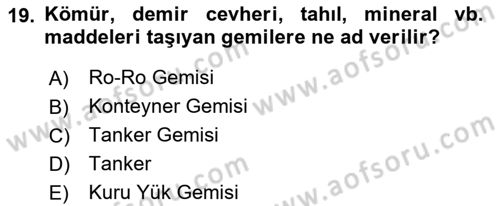 Ulaştırma Sistemleri Ve Yönetimi Dersi 2025 - 2026 Yılı Yaz Okulu Sınav Soruları 19. Soru