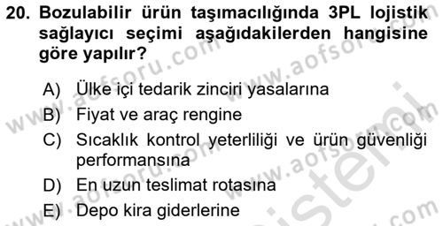Ulaştırma Sistemleri Ve Yönetimi Dersi 2025 - 2026 Yılı Yaz Okulu Sınav Soruları 20. Soru