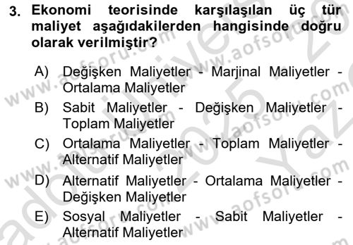 Ulaştırma Sistemleri Ve Yönetimi Dersi 2025 - 2026 Yılı Yaz Okulu Sınav Soruları 3. Soru