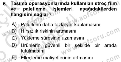 Ulaştırma Sistemleri Ve Yönetimi Dersi 2025 - 2026 Yılı Yaz Okulu Sınav Soruları 6. Soru