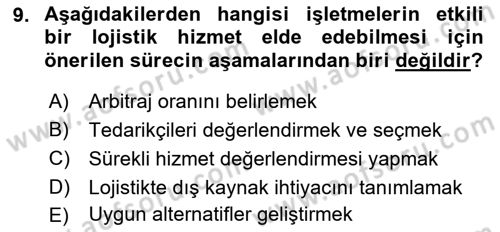 Dış Ticarette Risk Yönetimi Ve Sigortacılık Dersi 2021 - 2022 Yılı (Final) Dönem Sonu Sınav Soruları 9. Soru