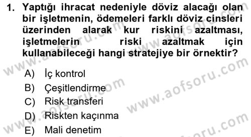 Dış Ticarette Risk Yönetimi Ve Sigortacılık Dersi 2022 - 2023 Yılı (Vize) Ara Sınavı 1. Soru