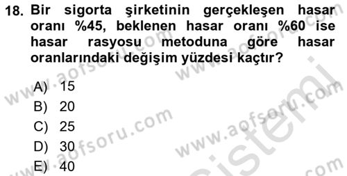 Dış Ticarette Risk Yönetimi Ve Sigortacılık Dersi 2022 - 2023 Yılı (Vize) Ara Sınavı 18. Soru