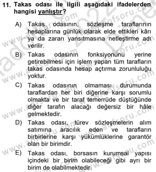 Dış Ticarette Risk Yönetimi Ve Sigortacılık Dersi 2022 - 2023 Yılı (Final) Dönem Sonu Sınav Soruları 11. Soru