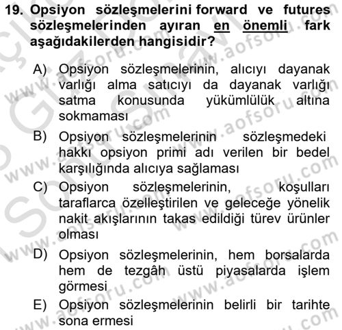 Dış Ticarette Risk Yönetimi Ve Sigortacılık Dersi 2022 - 2023 Yılı (Final) Dönem Sonu Sınavı 19. Soru