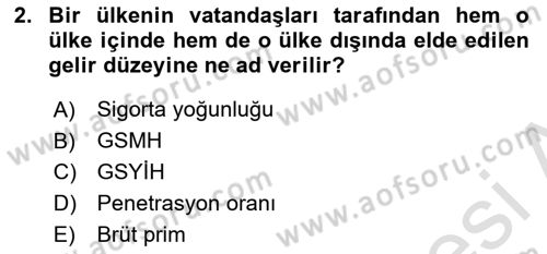 Dış Ticarette Risk Yönetimi Ve Sigortacılık Dersi 2022 - 2023 Yılı (Final) Dönem Sonu Sınavı 2. Soru