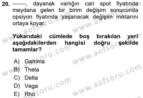 Dış Ticarette Risk Yönetimi Ve Sigortacılık Dersi 2022 - 2023 Yılı (Final) Dönem Sonu Sınavı 20. Soru