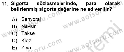 Dış Ticarette Risk Yönetimi Ve Sigortacılık Dersi 2022 - 2023 Yılı Yaz Okulu Sınav Soruları 11. Soru