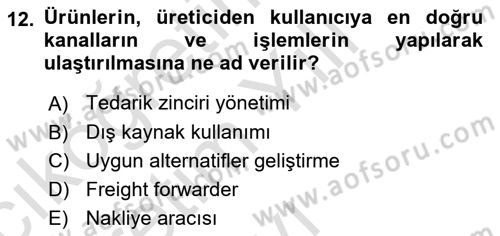 Dış Ticarette Risk Yönetimi Ve Sigortacılık Dersi 2022 - 2023 Yılı Yaz Okulu Sınav Soruları 12. Soru