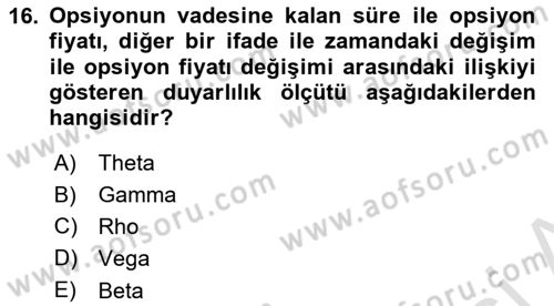 Dış Ticarette Risk Yönetimi Ve Sigortacılık Dersi 2022 - 2023 Yılı Yaz Okulu Sınav Soruları 16. Soru