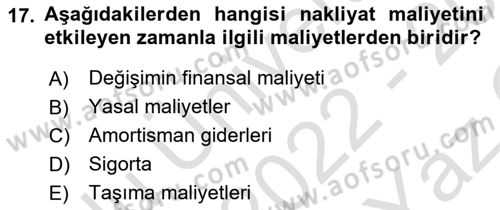Dış Ticarette Risk Yönetimi Ve Sigortacılık Dersi 2022 - 2023 Yılı Yaz Okulu Sınav Soruları 17. Soru