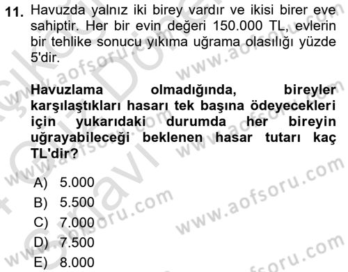 Dış Ticarette Risk Yönetimi Ve Sigortacılık Dersi 2023 - 2024 Yılı (Vize) Ara Sınav Soruları 11. Soru
