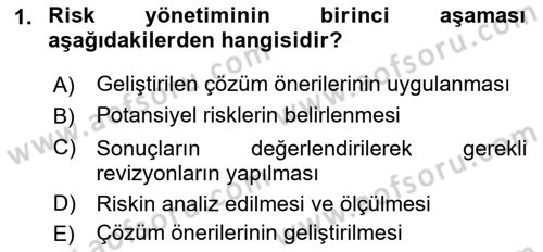 Dış Ticarette Risk Yönetimi Ve Sigortacılık Dersi 2023 - 2024 Yılı (Final) Dönem Sonu Sınav Soruları 1. Soru
