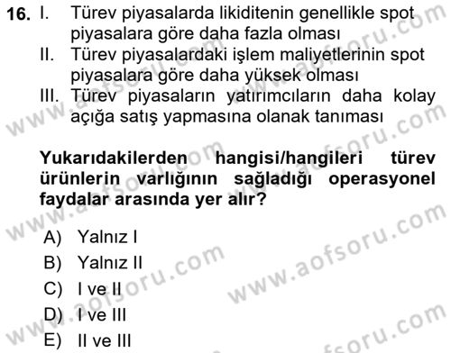 Dış Ticarette Risk Yönetimi Ve Sigortacılık Dersi 2023 - 2024 Yılı Yaz Okulu Sınav Soruları 16. Soru