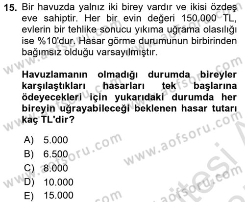 Dış Ticarette Risk Yönetimi Ve Sigortacılık Dersi 2024 - 2025 Yılı (Vize) Ara Sınavı 15. Soru