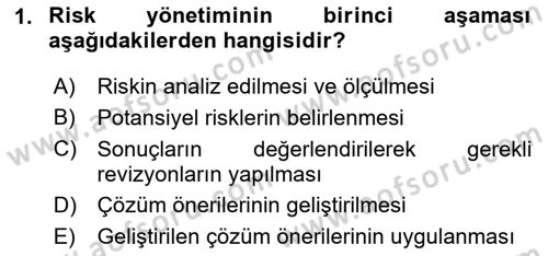 Dış Ticarette Risk Yönetimi Ve Sigortacılık Dersi 2024 - 2025 Yılı (Final) Dönem Sonu Sınav Soruları 1. Soru
