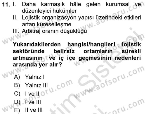 Dış Ticarette Risk Yönetimi Ve Sigortacılık Dersi 2024 - 2025 Yılı (Final) Dönem Sonu Sınav Soruları 11. Soru