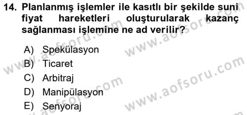 Dış Ticarette Risk Yönetimi Ve Sigortacılık Dersi 2024 - 2025 Yılı (Final) Dönem Sonu Sınav Soruları 14. Soru