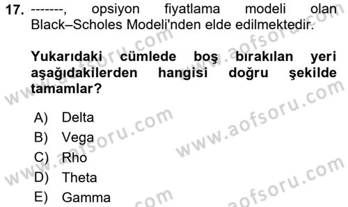 Dış Ticarette Risk Yönetimi Ve Sigortacılık Dersi 2024 - 2025 Yılı (Final) Dönem Sonu Sınav Soruları 17. Soru